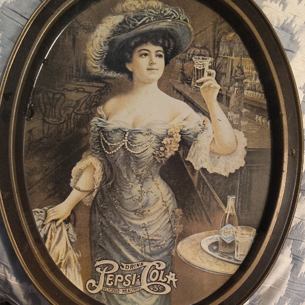 Vintage Pepsi-Cola Lady Framed Art 1970's